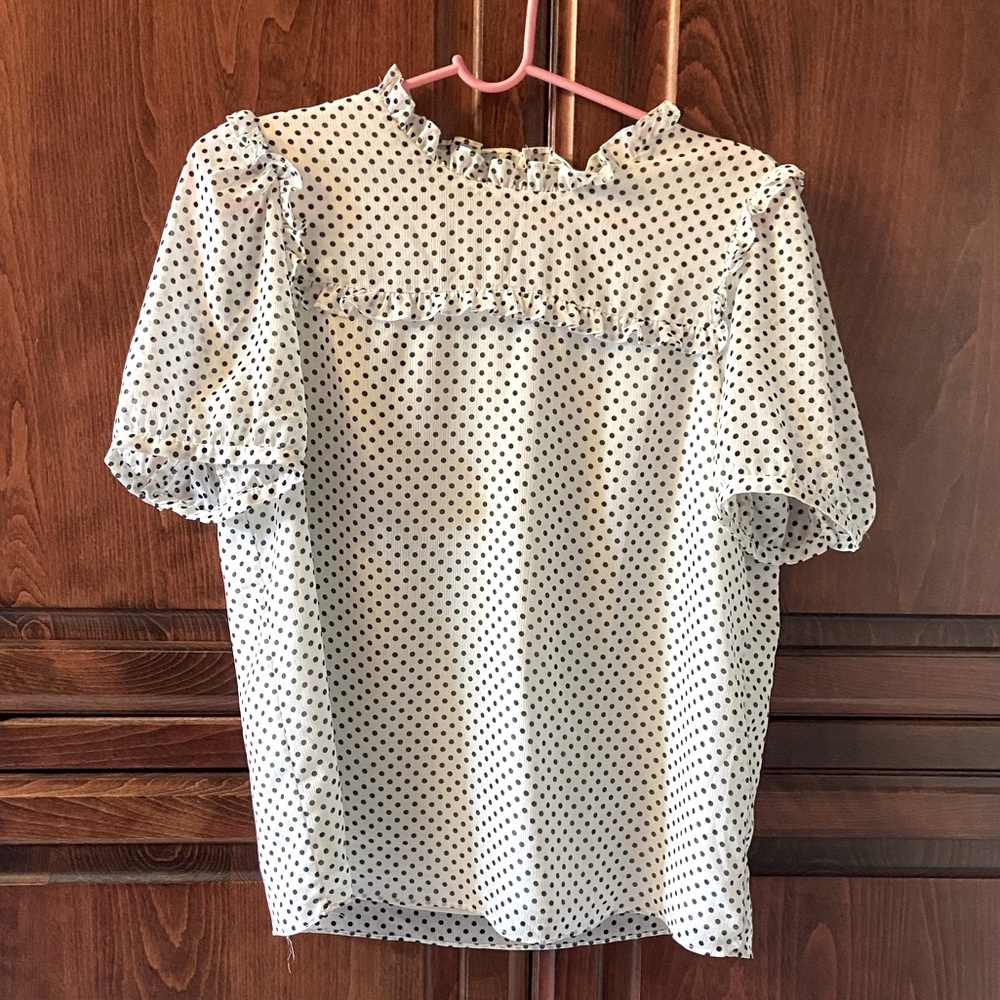 J Crew Factory puff sleeve ruffle top
